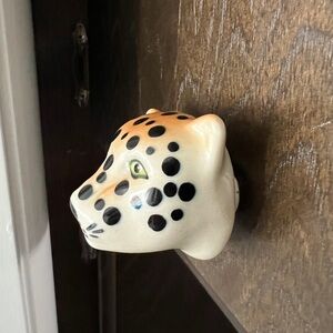 Ceramic Leopard Head Knob with Black Spots NWT